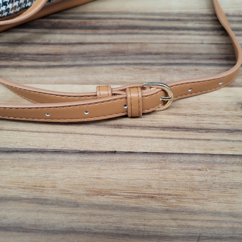 A New Day Tan & Black Houndstooth Bag, Adj., Detachable Strap Gold Hardware NWOT - Picture 9 of 12